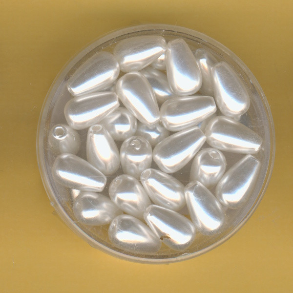 0802-10314 Wachsperlen Tropfen 6x10mm weiss 30 Stück