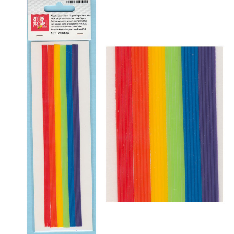 218306063 Wachs Flachstreifen 200 x 1mm regenbogen 30 Stück