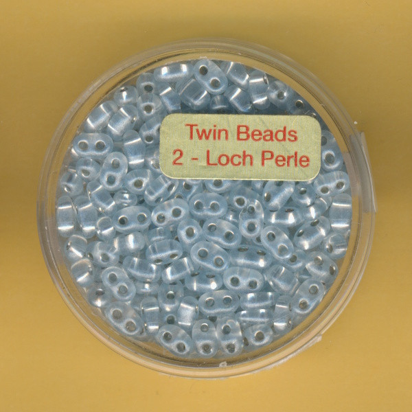 9671-05484 Glasperlen Twin Beads 2,5x5mm aqua silbereinzug 12g