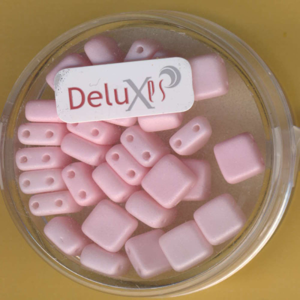 9701-06154 2 hole Square Beads Lumi Deluxes 6mm rose 30 Stück