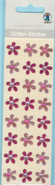 75000004 Glitter Sticker Blüten pink