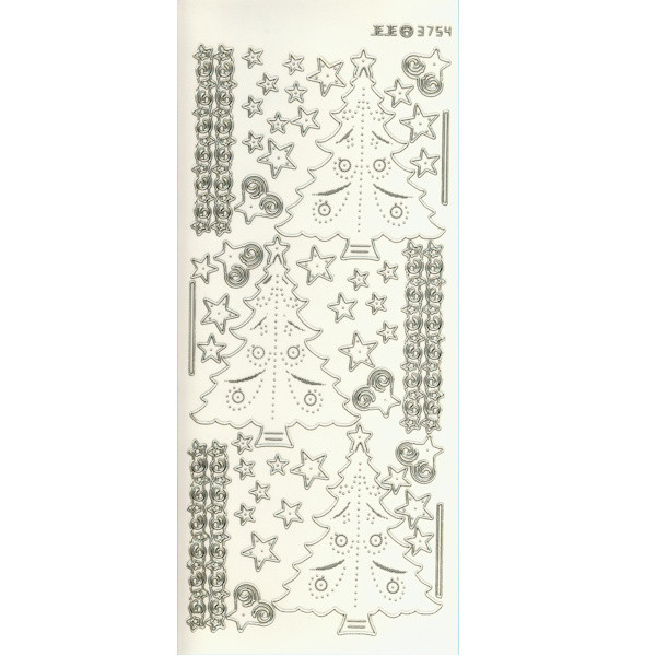 3754g Sticker Weihnachtsbäume gold transparent