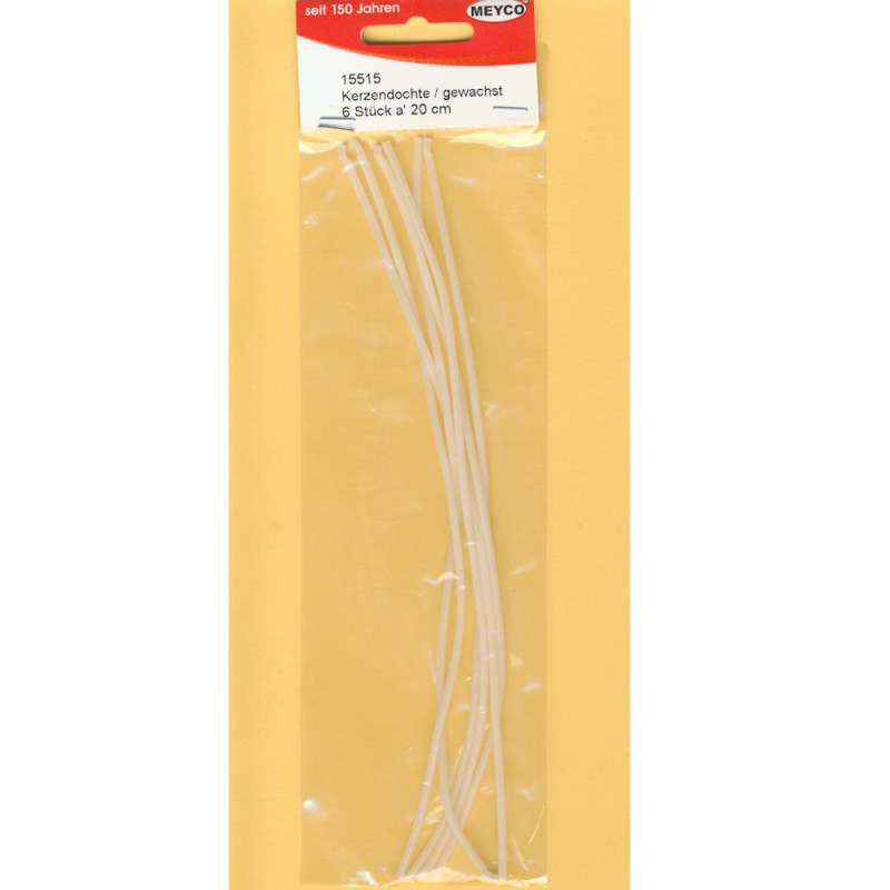 15515 Kerzendochte gewachst 20cm 6 Stück