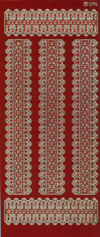 cl1095r Sticker Ornamentborte 9 rot gold