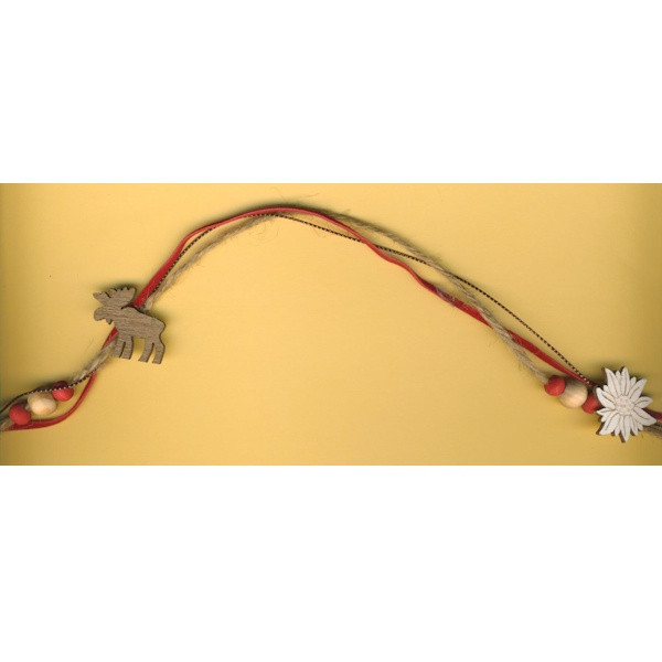 3823237 Trendy Kordel mit Edelweiß natur rot lfd Meter