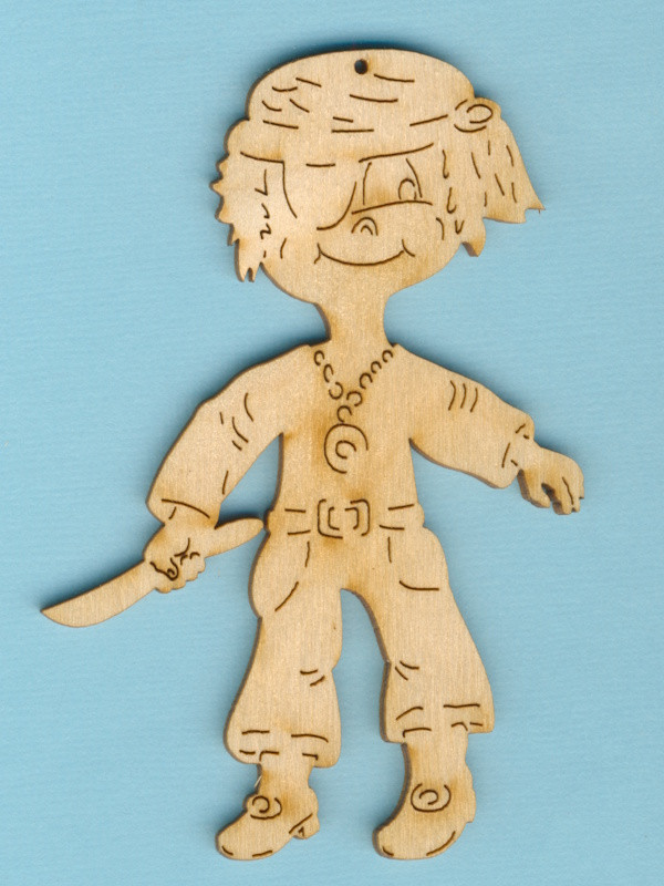 prh1210 Holz Deko Pirat jugendlich 10cm
