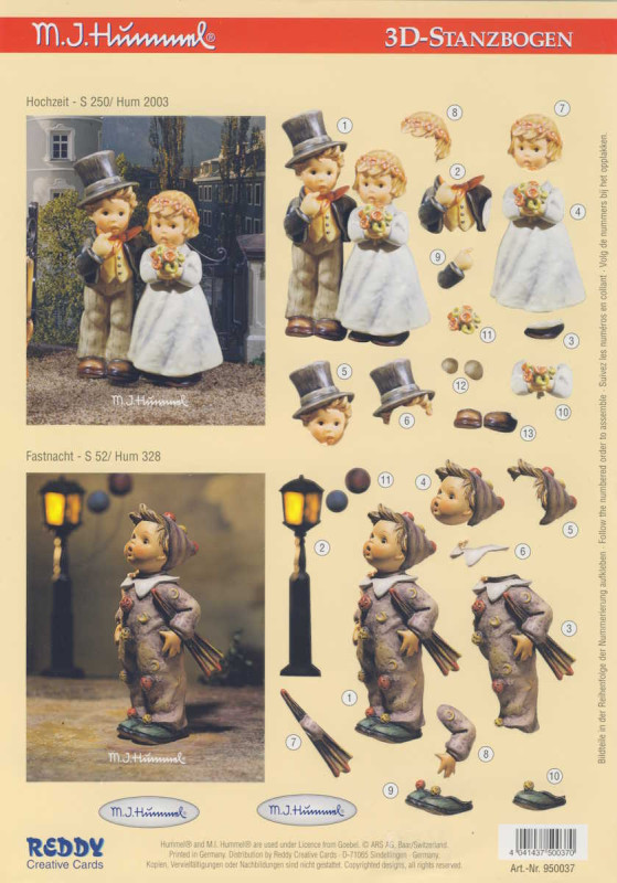 950037 3D Stanzbogen A4 M I Hummel Hochzeit
