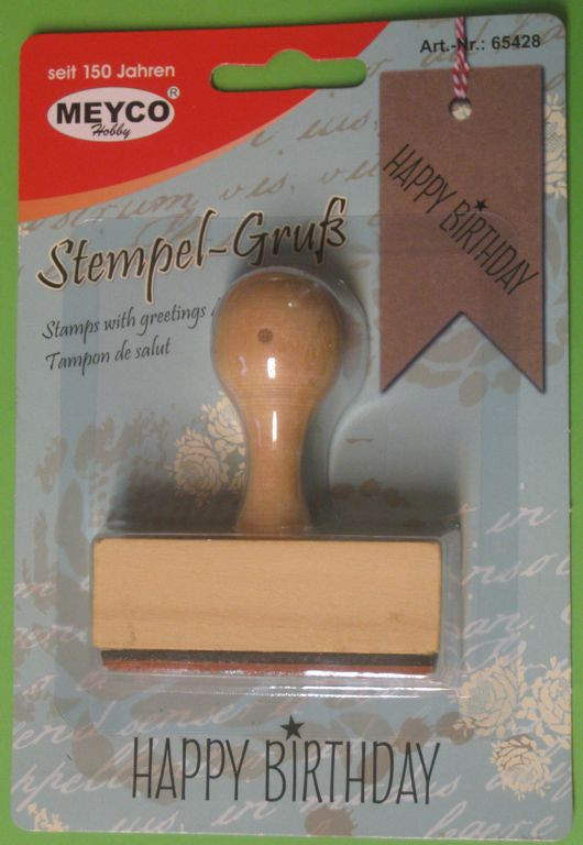 65428 Holzstempel Happy Birthday 60x17mm