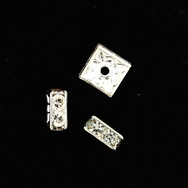 Strass-Viereck 8x8mm silber-kristall