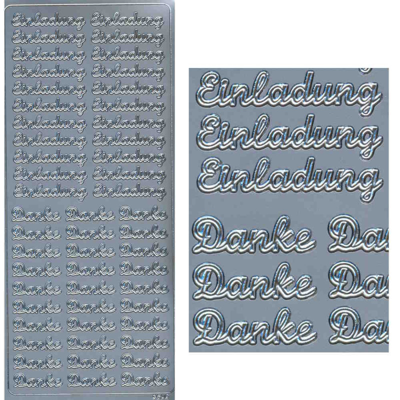 3609s Sticker Einladung und Danke silber