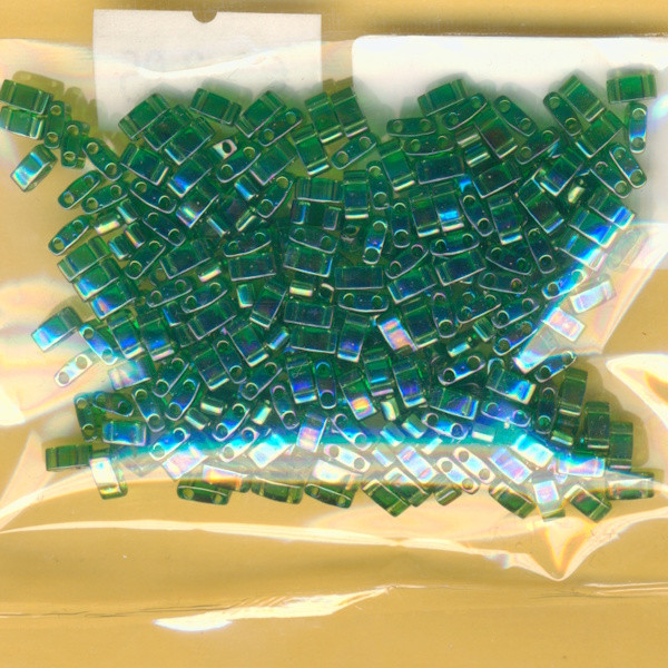 19190 Miyuki Half Tila Perlen 5x2,3mm grün irisierend 10g