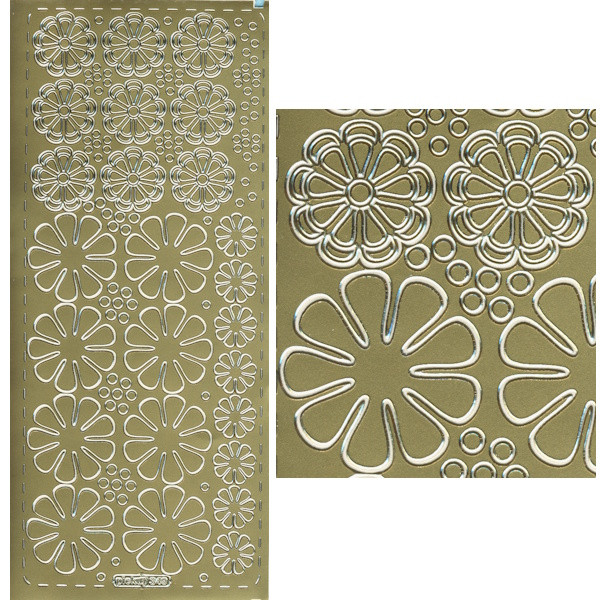pu349g Sticker Blumen 5 gold