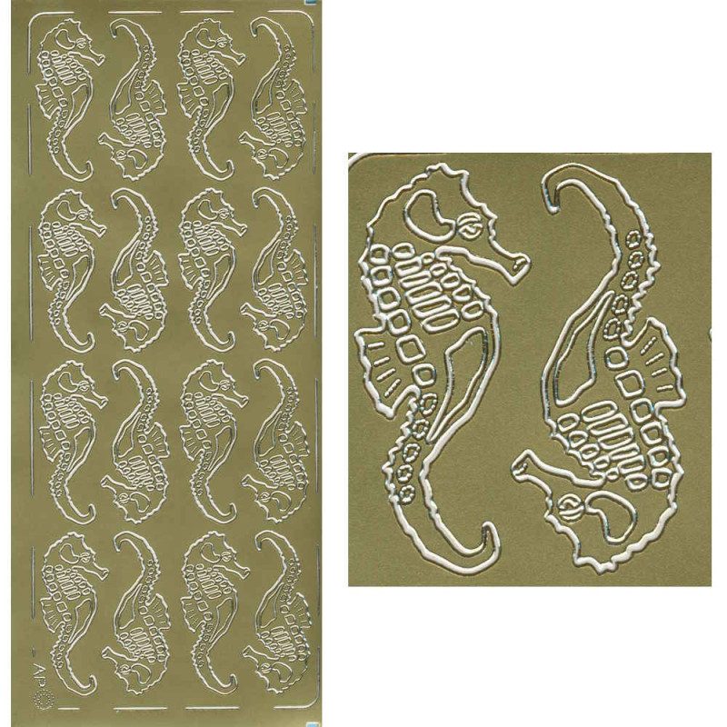 pu076g Sticker Seepferdchen gold