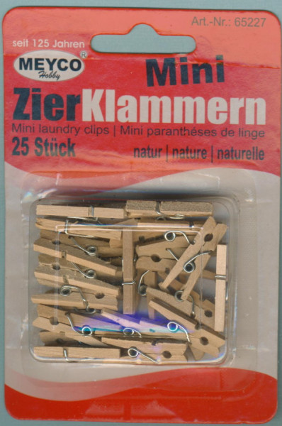 65227 Mini Wäscheklammern Holz natur 25mm