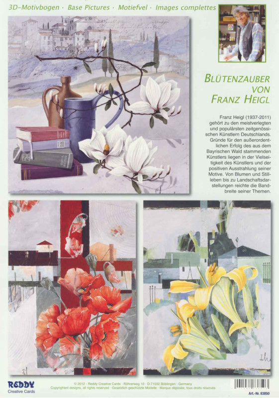 83850 3D Stanzbogenset Magnolien Mohn und Lilien