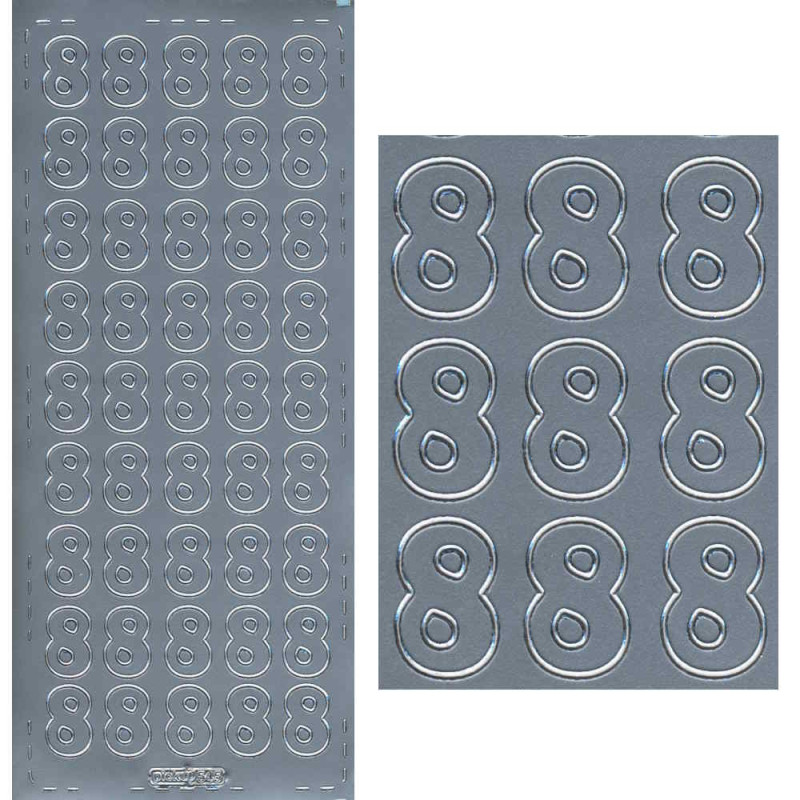 pu545s Sticker Ziffer 8 20mm silber