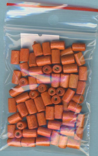 6480 Holzperlen Walzen 8x4mm orange 5g