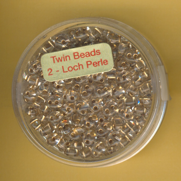 9671-05934 Glasperlen Twin Beads 2,5x5mm kristall bronzeeinzug 12g