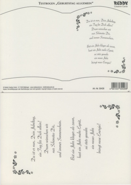 30426 Transparentpapier Bookatrix Textbogen Geburtstag allgemein
