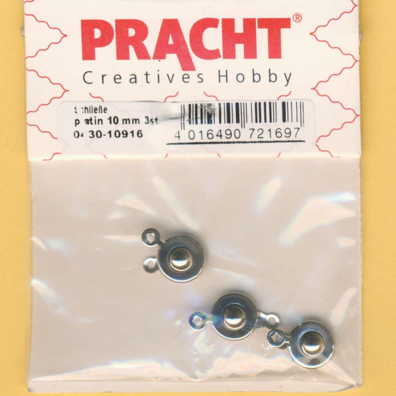 0430-10916 Druckverschluss 10mm platin 3 Stück
