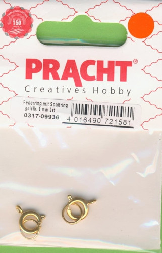 0317-09936 Federring mit Spaltring 9mm gold 2 Stück