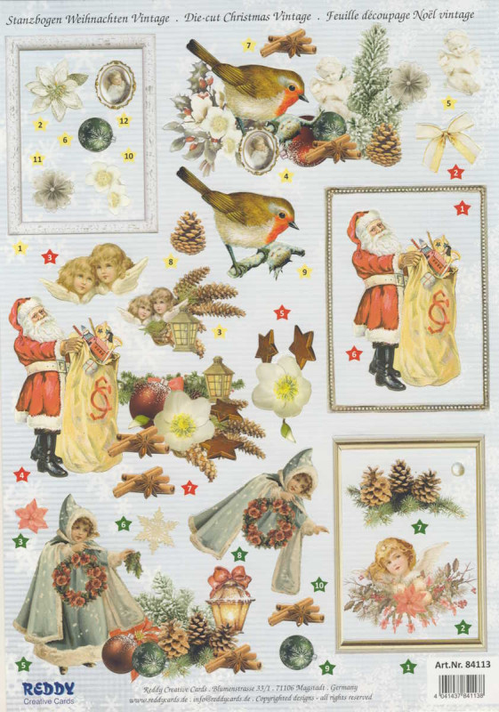 84113 3D Stanzbogen Weihnachten Vintage 1