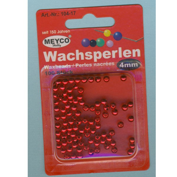 104-17 Wachsperlen 4mm rot metallic 100 Stück