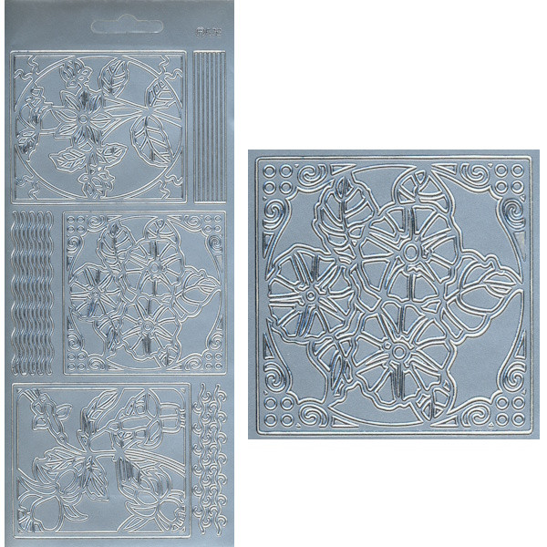 pu528s Sticker Blumen 3 silber
