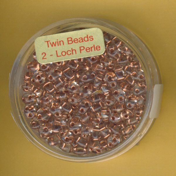 9671-05994 Glasperlen Twin Beads 2,5x5mm kristall kupfereinzug 12g