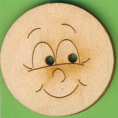 buh0440 Holzknopf Gesicht Design 2 4cm