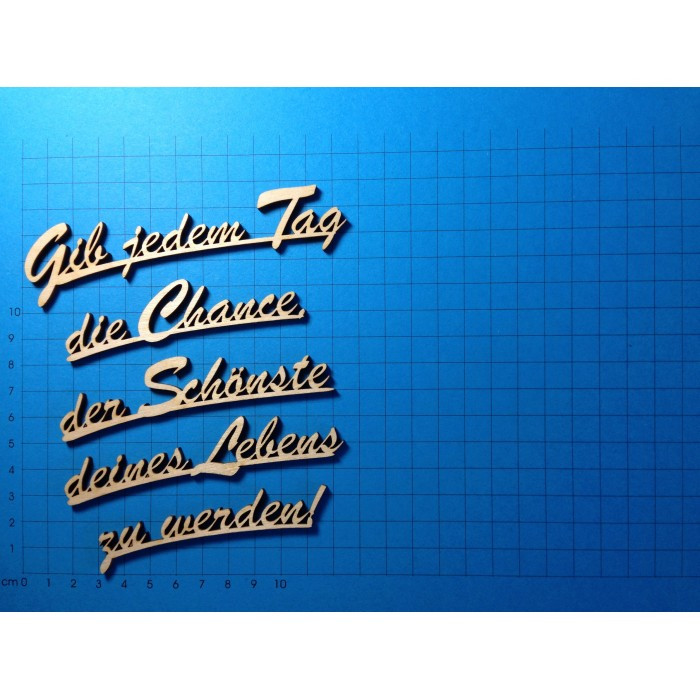Holz Schriftzug Schreibschrift Gib jedem Tag die Chance...