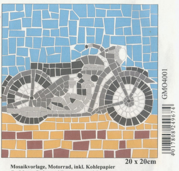 gmo4001 Mosaikvorlage Motorrad 20x20cm