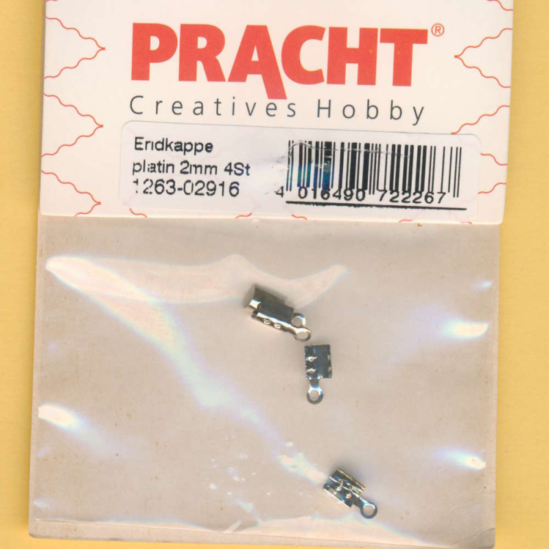 1263-02916 Endkappe 2mm platin 4 Stück
