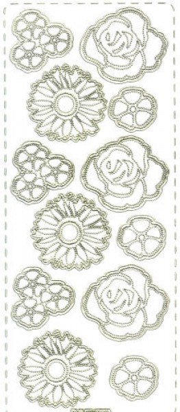 pu363g Sticker Blumen 6 gold transparent