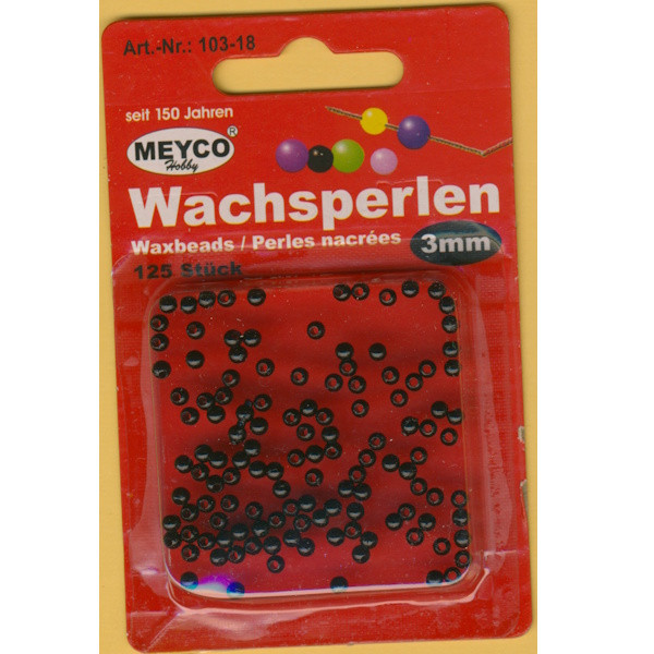 103-18 Wachsperlen 3mm schwarz 125 Stück
