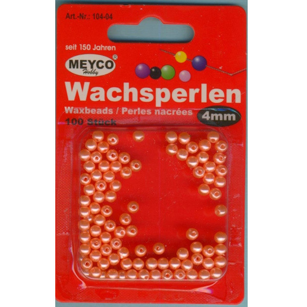 104-04 Wachsperlen 4mm lachs 100 Stück