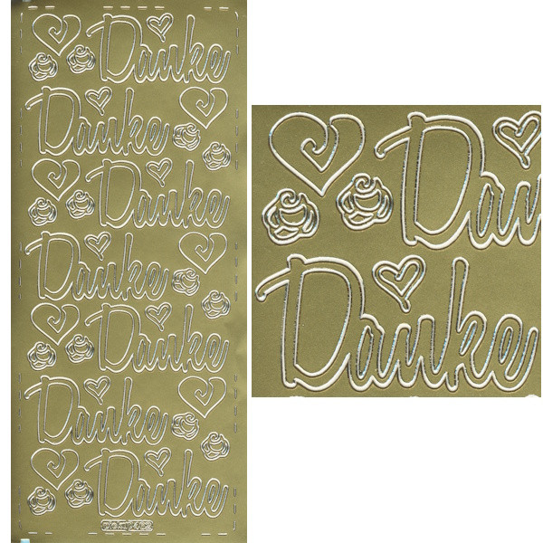 pu462g Sticker Danke 3 gold