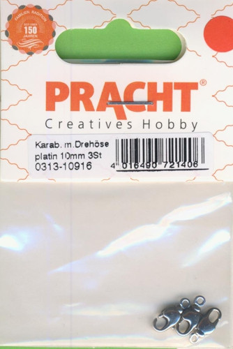 031310916 Karabiner mit Drehöse 10mm gold 3 Stück