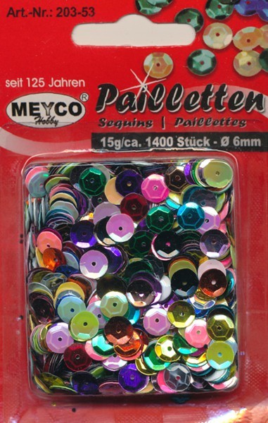 20353 Pailletten gewölbt 6mm bunt 15g