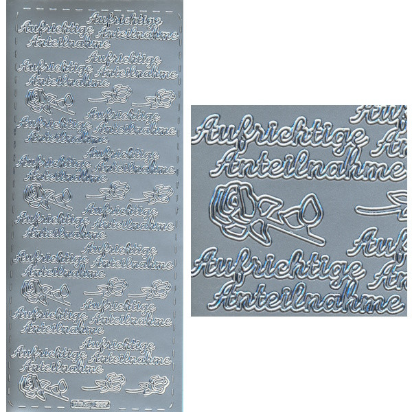 pu367s Sticker Aufrichtige Anteilnahme 2 silber