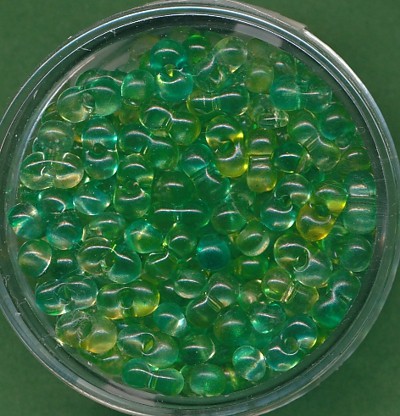 9644264 Farfalle Perlen 6,5x3,2mm transparent grün-gelb 17g
