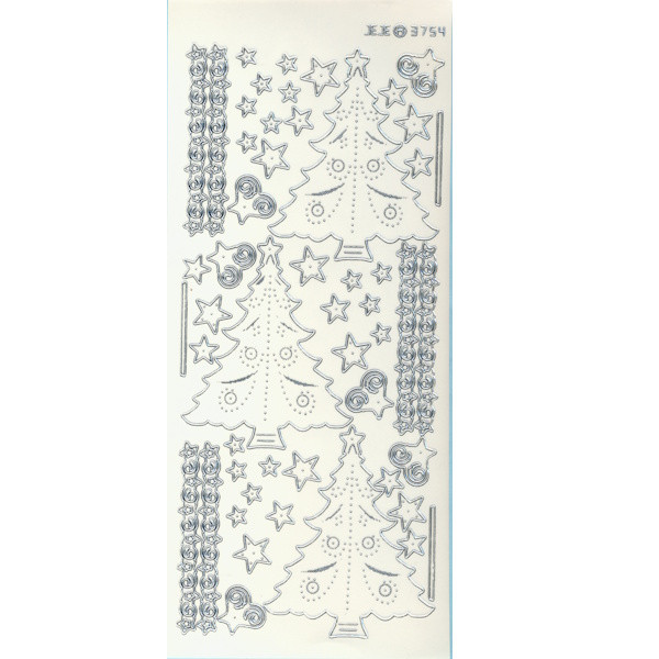3754s Sticker Weihnachtsbäume silber transparent