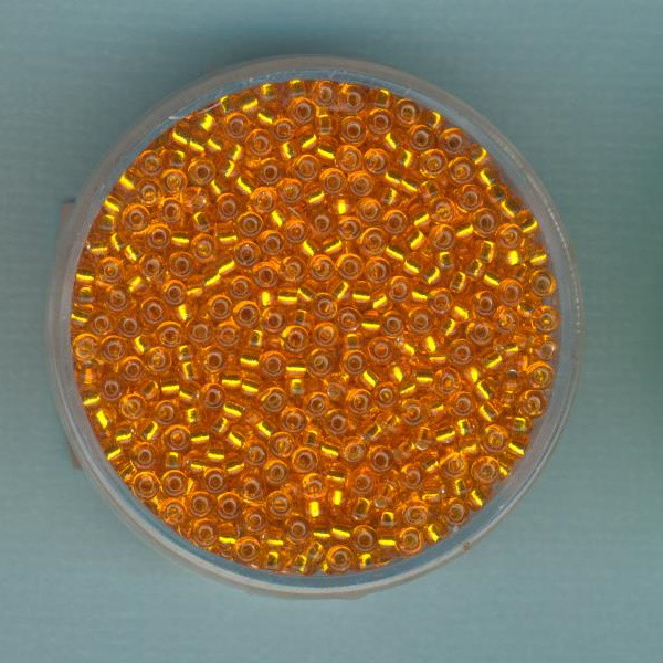 590007 Miyuki-Rocailles 2,2mm hellorange Silbereinzug 10g