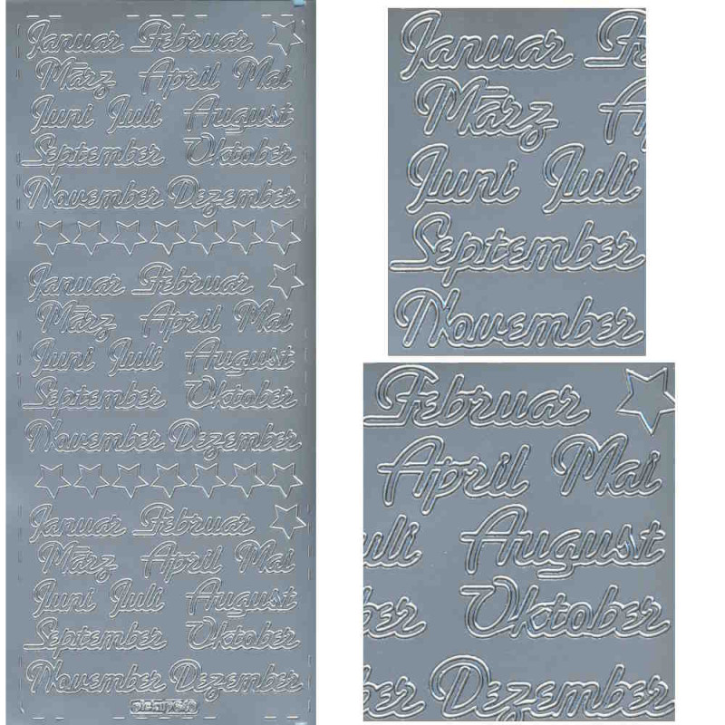 pu640s Sticker Monate 12mm silber