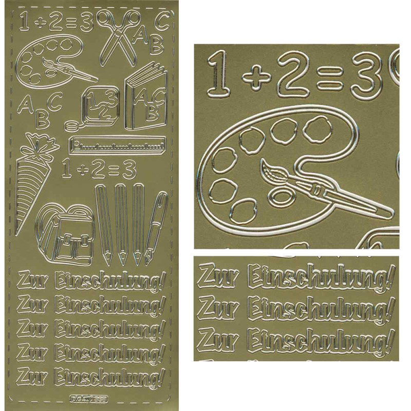 pu368g Sticker Einschulung 2 gold