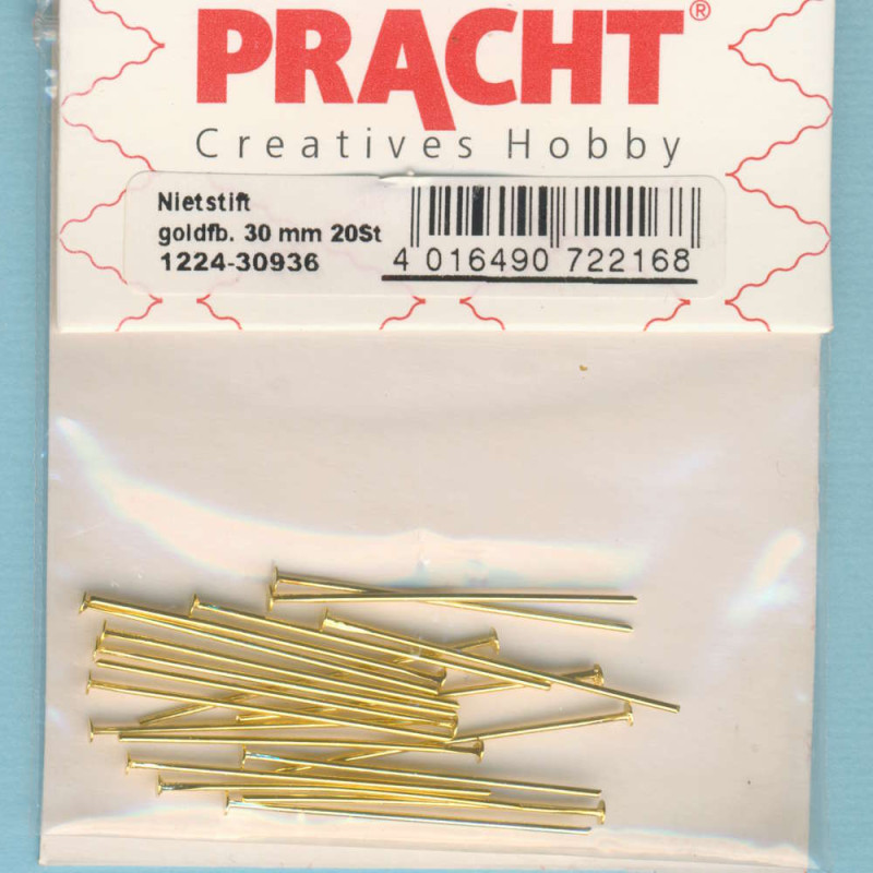 1224-30936 Nietstifte 30mm goldfarben 20 Stück