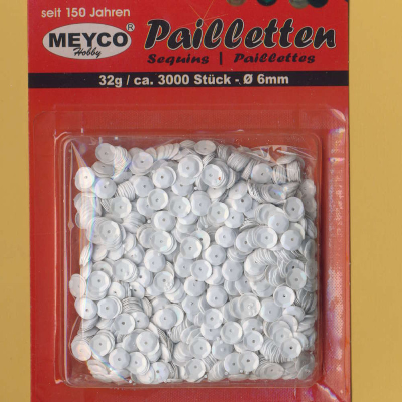 203-10 Pailletten gewölbt 6mm weiß 32g