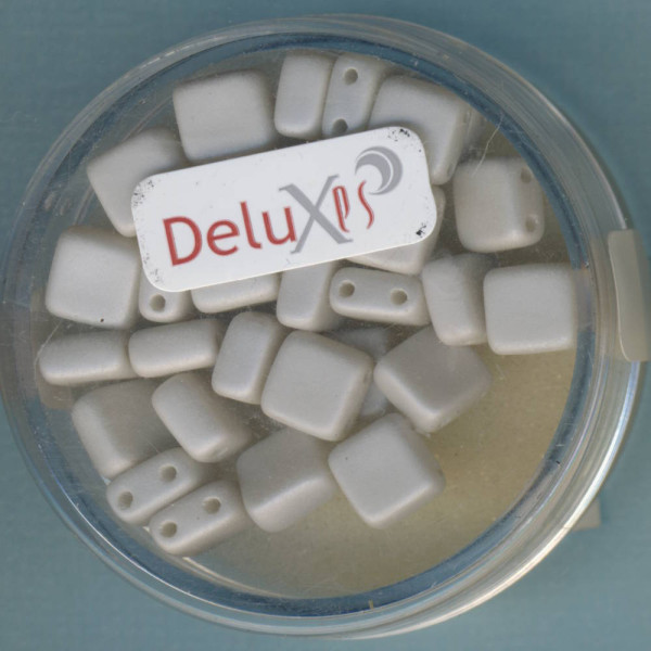 9701-06464 2 hole Square Beads Lumi Deluxes 6mm hellgrau 30 Stück