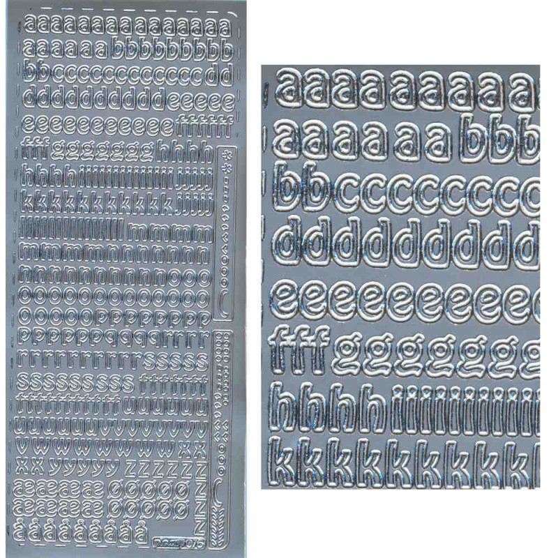 pu075s Sticker Buchstaben klein silber