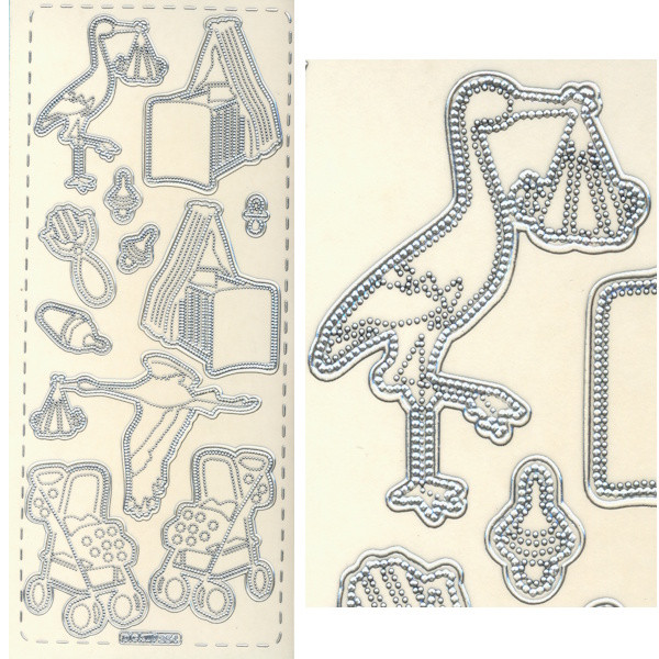 pu364s Sticker Babysachen 4 silber transparent